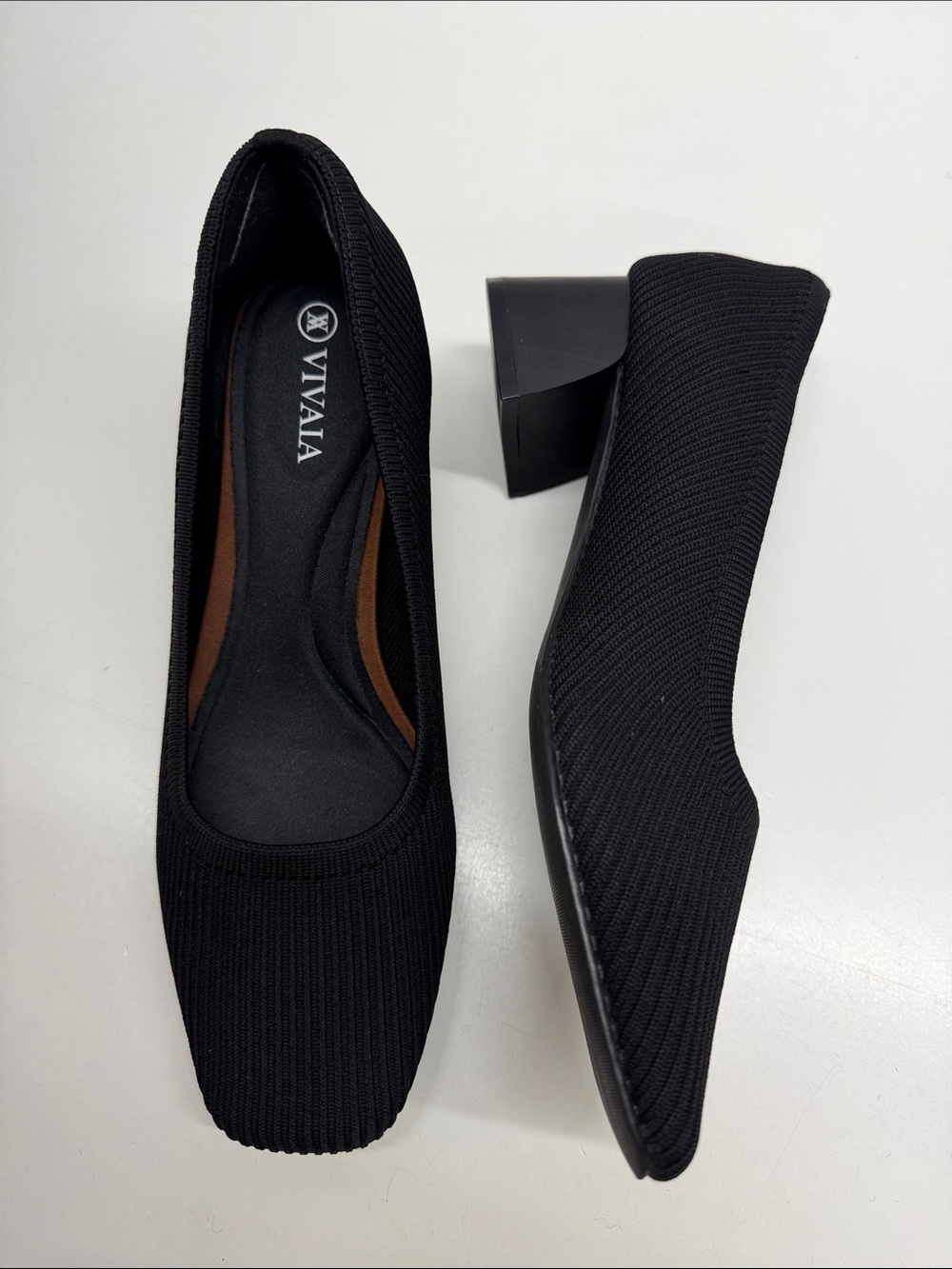 Vivaia Melody 2.0 Square Toe Chunky Heels High Heeled Pumps Shoes Black Size 6